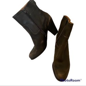 CORSO COMO NEW SHOES BOOTS ANKLE BLACK GRAY LEATHER DISTRESSED SIZE 9.5 M NWOT